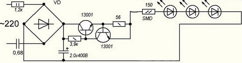 Circuit de lampe à LED : dispositif de commande simple