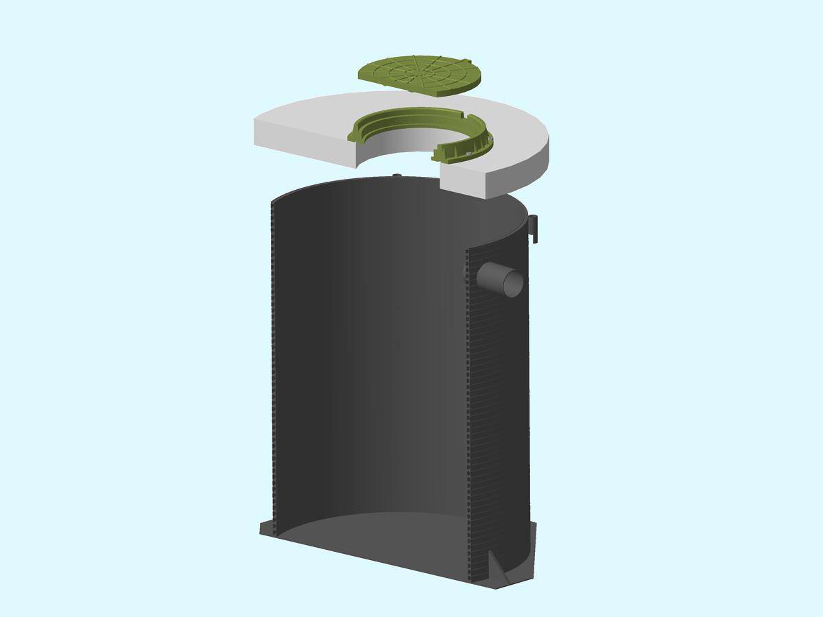 Insertion dans une fosse septique en béton : étanchéité avec un insert plastique - point j