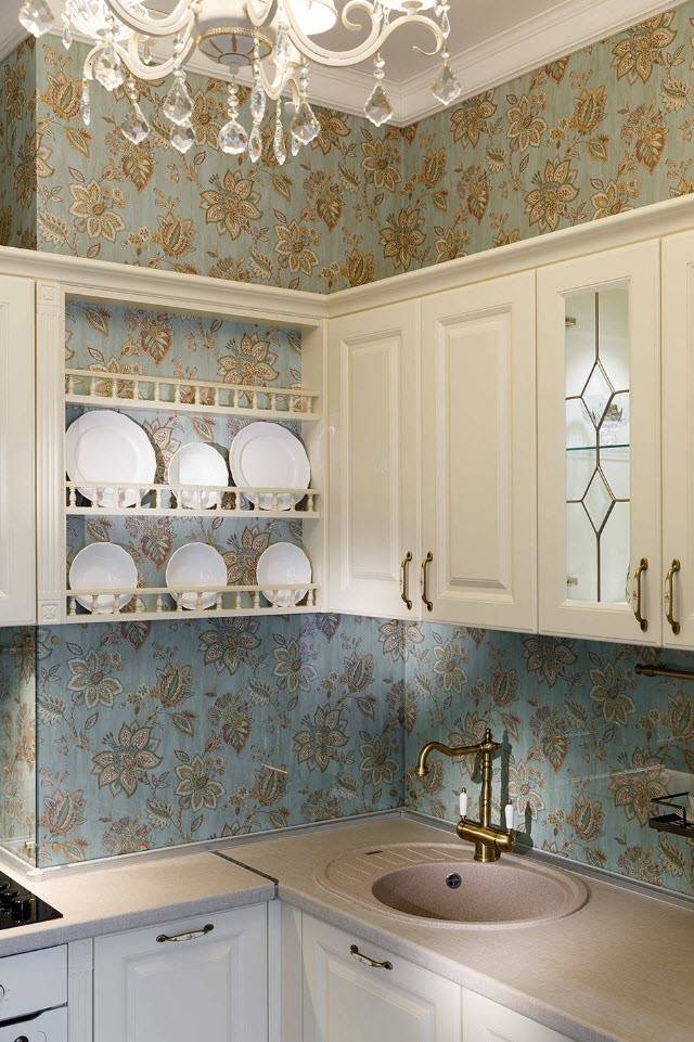 Papier peint pour une petite cuisine moderne : agrandir l'espace et capter la lumière