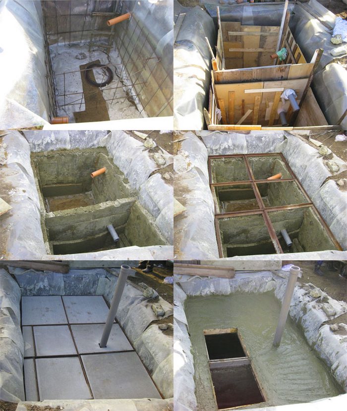 Fosse septique en béton monolithique à faire soi-même: schémas et règles d'aménagement d'une fosse septique en béton