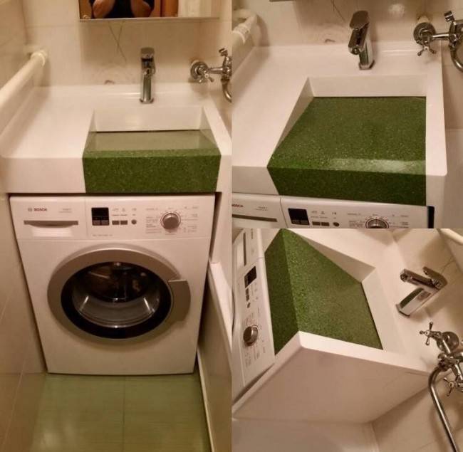 Évier au-dessus de la machine à laver: caractéristiques de conception + nuances d'installation