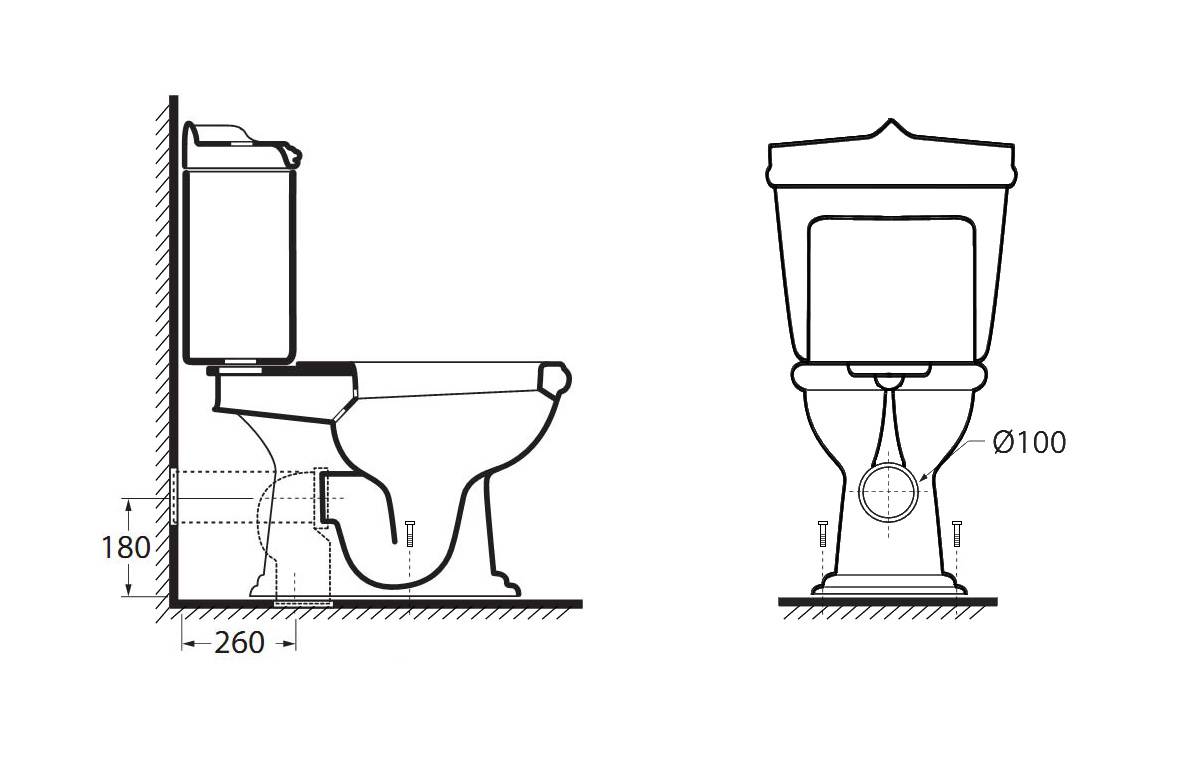 Toilette à sortie verticale: appareil, avantages et inconvénients, caractéristiques d'installation