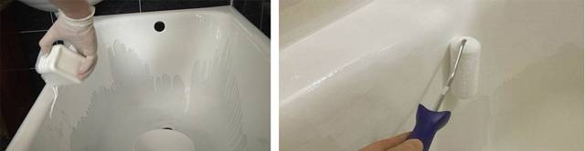 Peinture de bain à faire soi-même à l'aide d'émail époxy et d'acrylique liquide