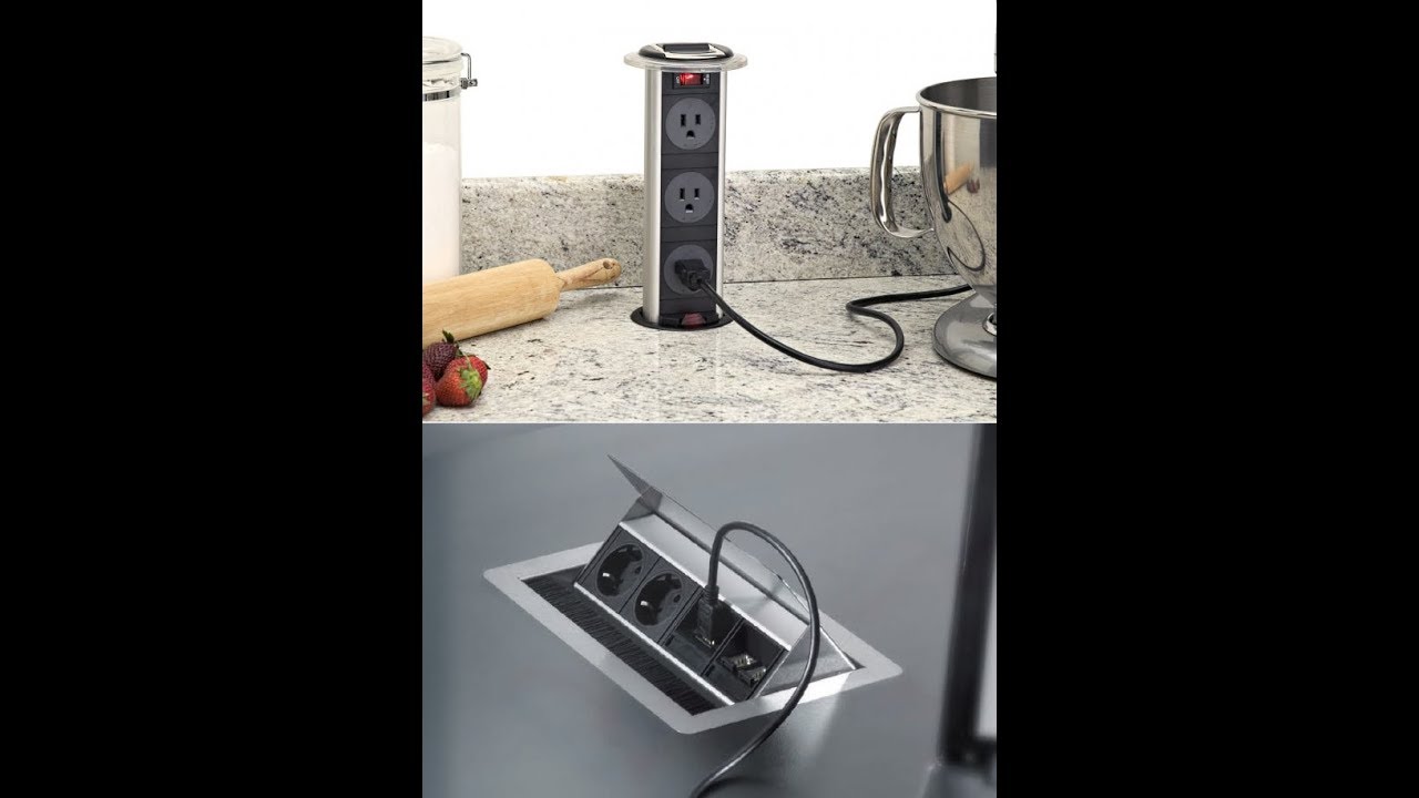 Prise dans le plan de travail : cachée escamotable et encastrable dans la cuisine, bloc rallonge intégré dans le meuble