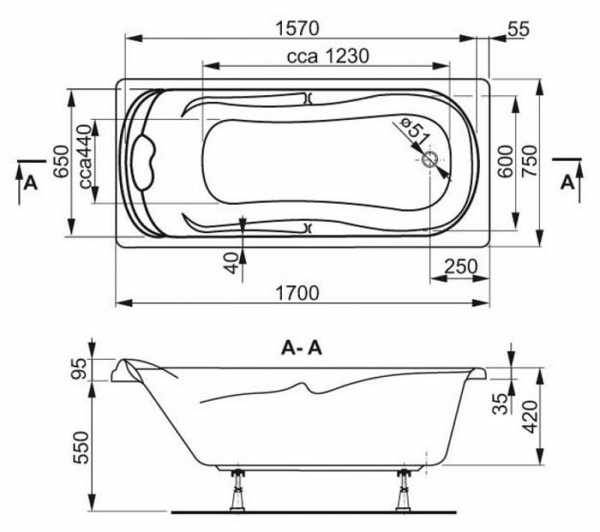 Dimensions des baignoires : typiques, normes de dimensions, baignoires d'angle, fonte, acrylique (+ photo)