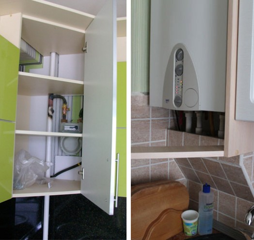 Comment cacher un tuyau de gaz dans la cuisine: méthodes de décoration