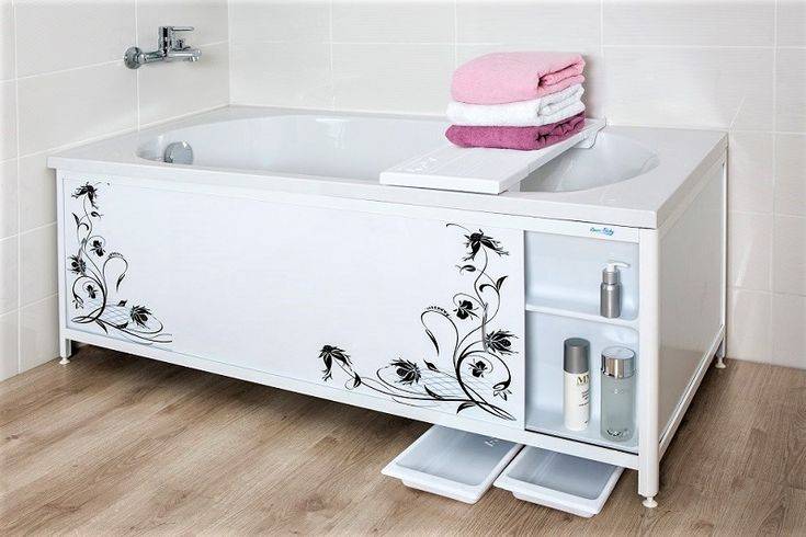 Pare-baignoire avec étagères