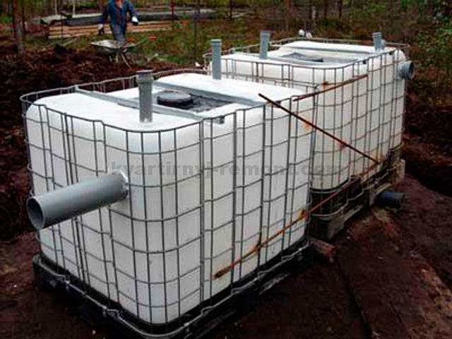 Une fosse septique à partir d'un eurocube: comment fabriquer soi-même une fosse septique à partir d'un eurocube et un schéma de son installation