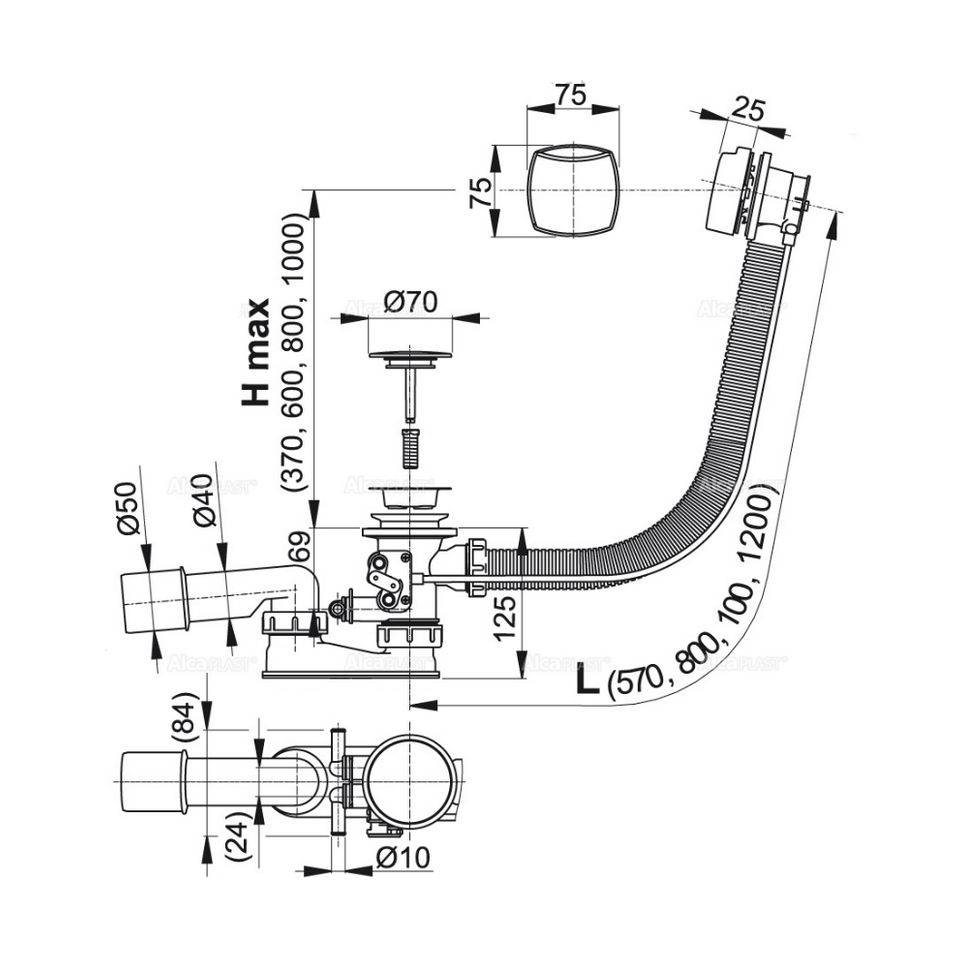Trop-plein de vidange pour bain semi-automatique