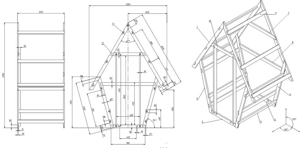 Toilettes de campagne à faire soi-même à partir de zéro: schémas, dimensions, conception et agencement