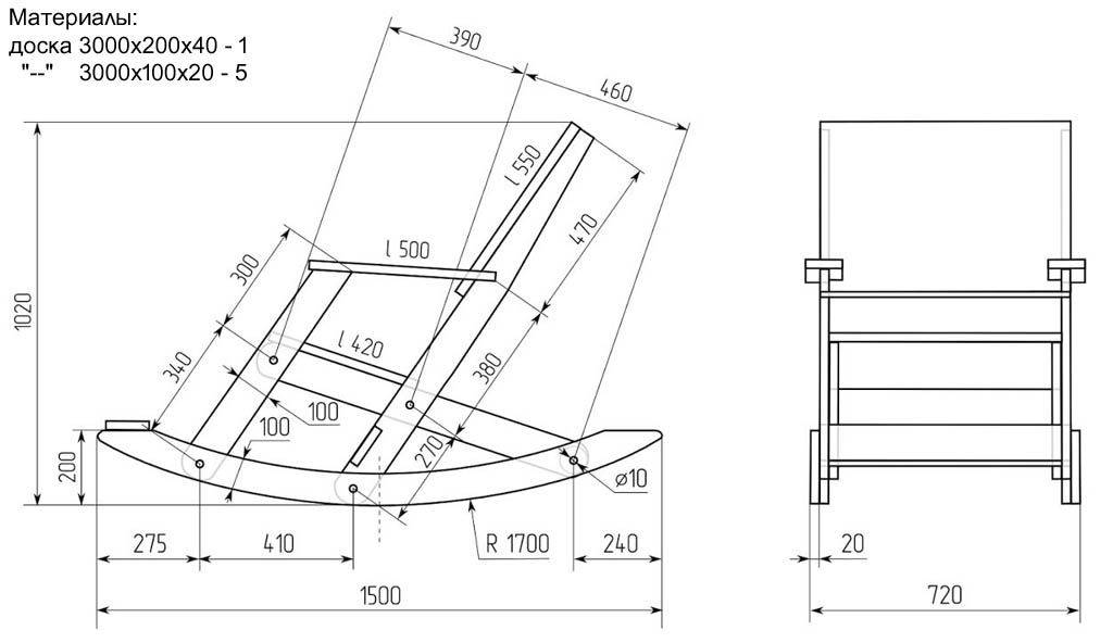 Chaise à bascule en bois à faire soi-même: idées de photos, dessins + instructions étape par étape