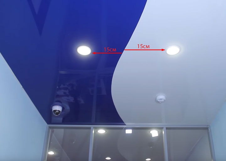 Ampoules pour plafonds tendus: règles de choix et de connexion + dispositions des lampes au plafond