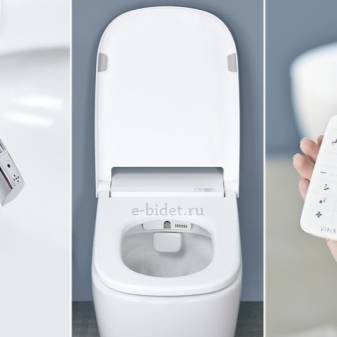 Aperçu comparatif du couvercle du bidet, de la tête du bidet et de la fixation du bidet et de leur connexion