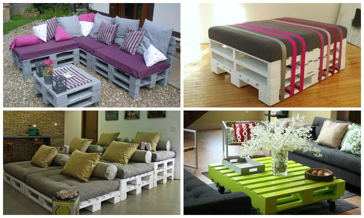 Production pas à pas de meubles de bricolage à partir de palettes, exemples de photos