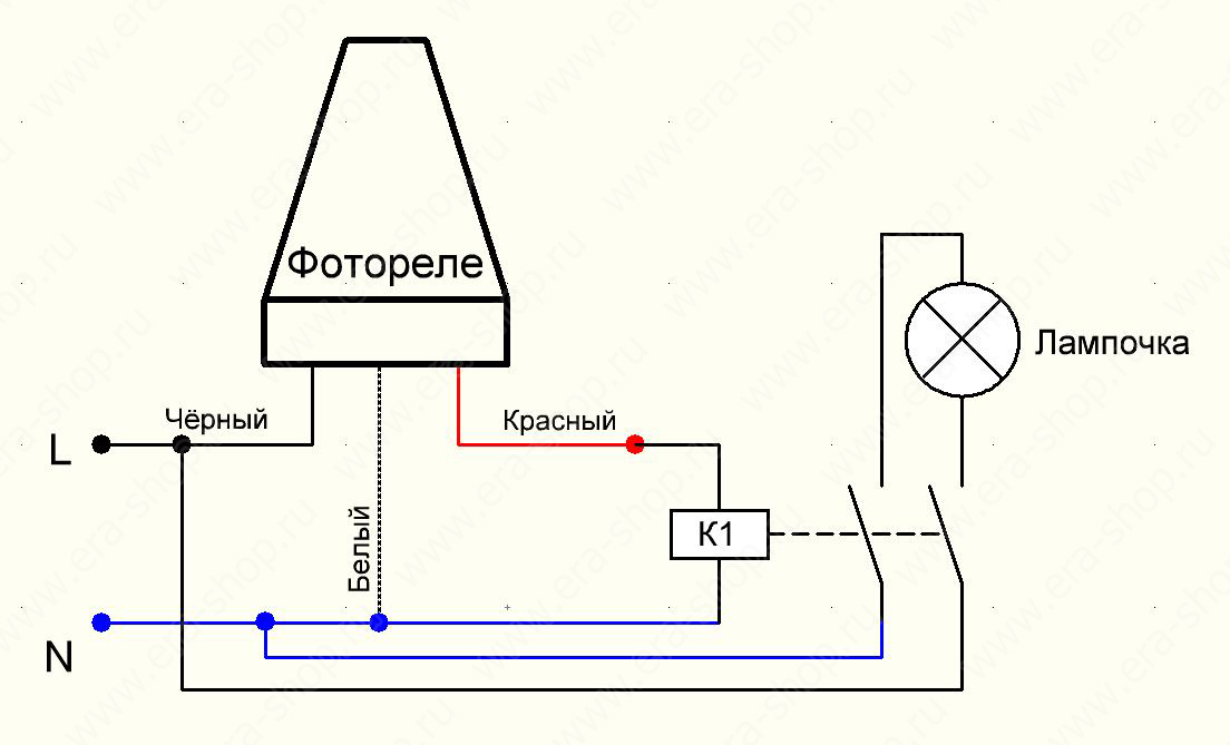Photorelais pour éclairage public (sélection, schémas de connexion)