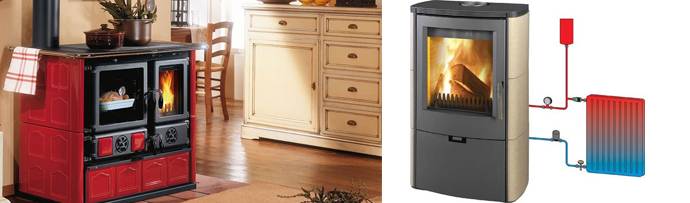 Poêles et cheminées avec circuit d'eau pour le chauffage d'une maison de campagne ou d'un chalet