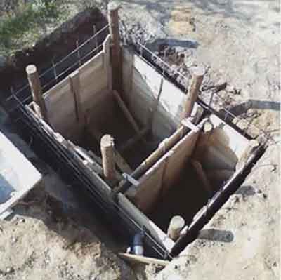 Un exemple de dispositif indépendant d'une fosse septique monolithique en béton