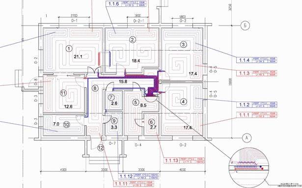 Calcul des canalisations pour plancher chauffant : sélection des canalisations en fonction des paramètres, choix de l'étape de pose + exemple de calcul