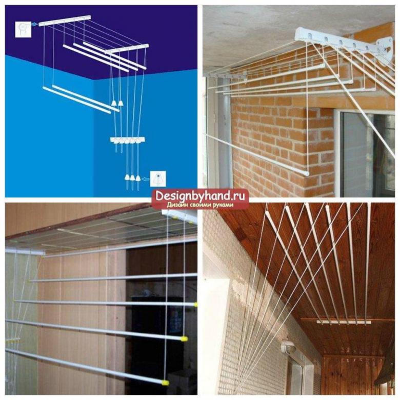 Sèche-linge sur le balcon: plafond, mur, types, photo
