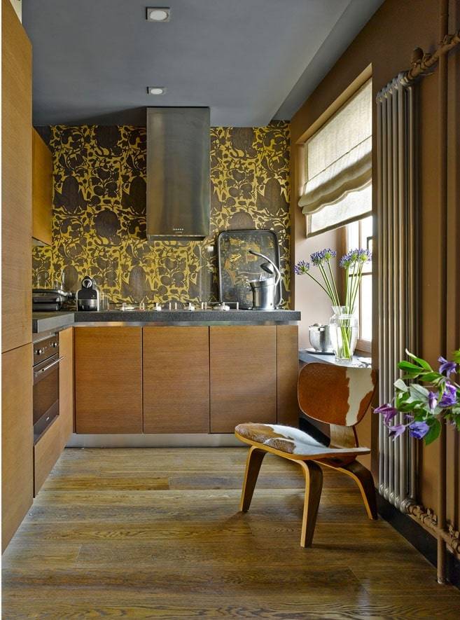 Papier peint pour une petite cuisine moderne : agrandir l'espace et capter la lumière