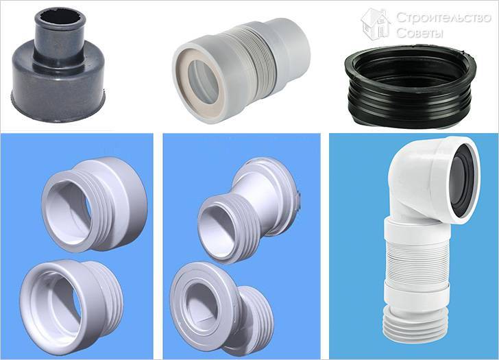 Manchette en caoutchouc pour la cuvette des toilettes (excentrique): règles d'installation et de connexion