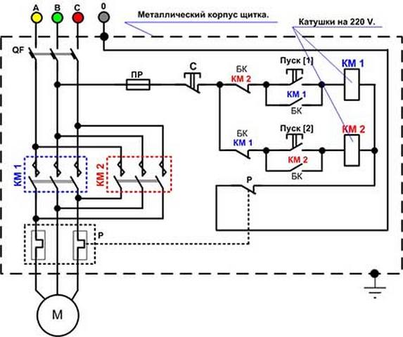 Schéma de câblage d'un démarreur magnétique 380 V - tout sur l'électricien de la maison