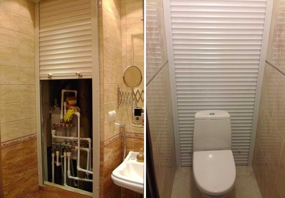 Comment fermer les tuyaux dans les toilettes: comment cacher et cacher au mieux le pipeline