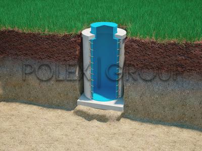 Insertion dans une fosse septique en béton plastique