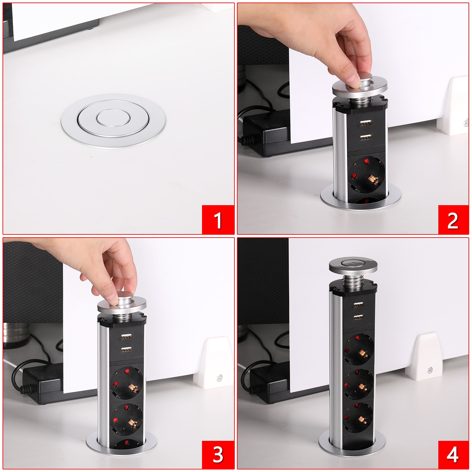 Prises dans le comptoir de la cuisine: caractéristiques et variétés