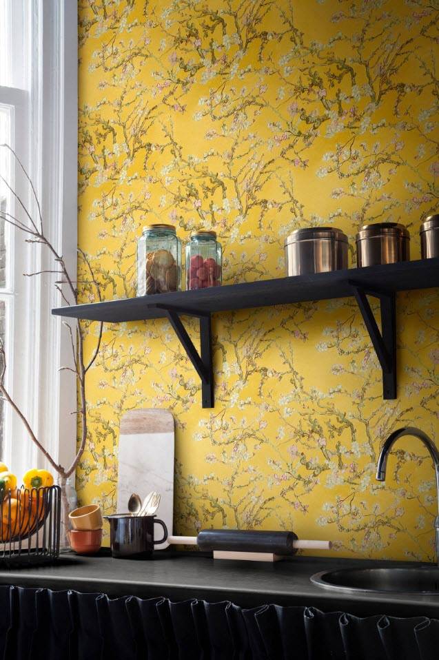 Papier peint pour une petite cuisine moderne : agrandir l'espace et capter la lumière