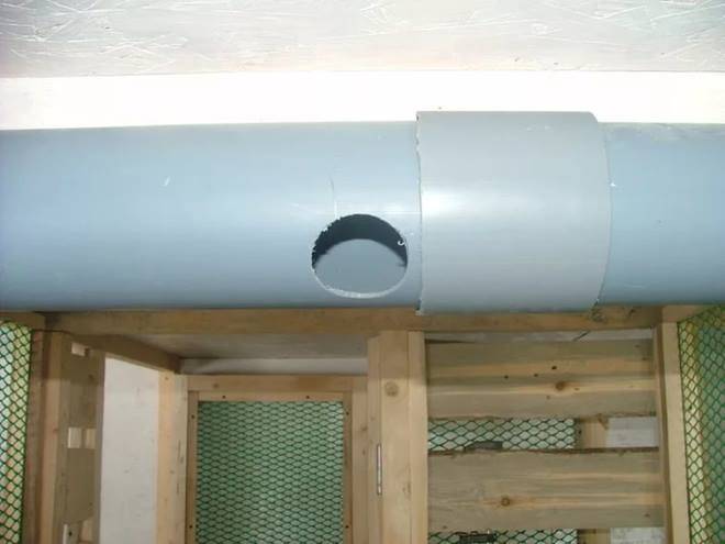 Ventilation à faire soi-même dans un poulailler en hiver: schéma