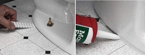 Fixation des toilettes au sol. moyens principaux