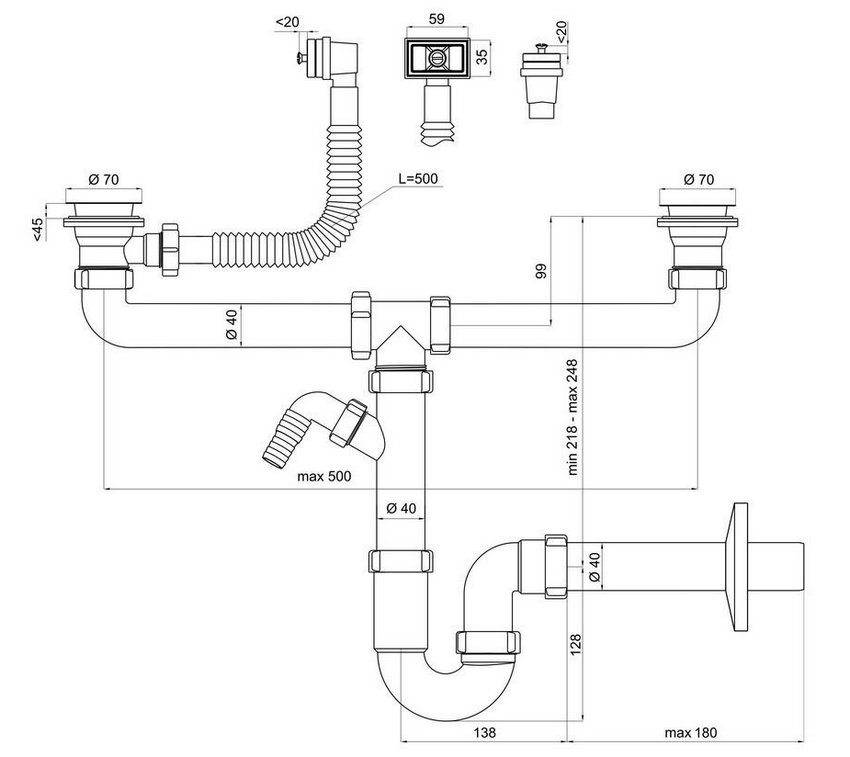 Assemblage d'un siphon pour un évier - tout sur les eaux usées