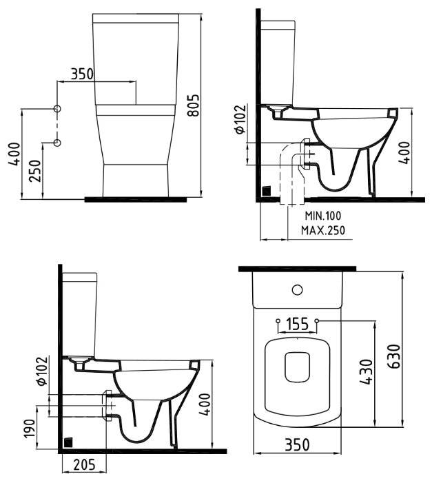 La taille des toilettes avec une citerne - tout sur les eaux usées