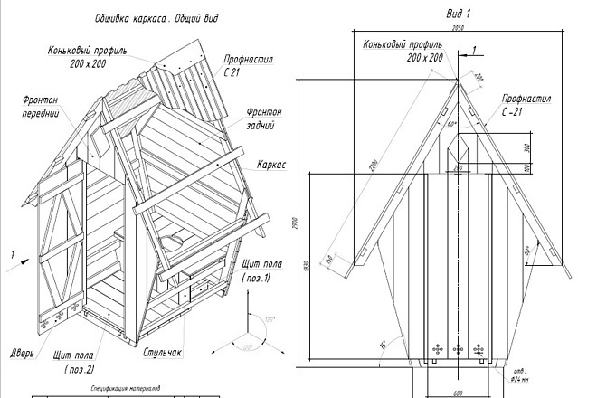 Toilettes de campagne à faire soi-même à partir de zéro: schémas, dimensions, conception et agencement