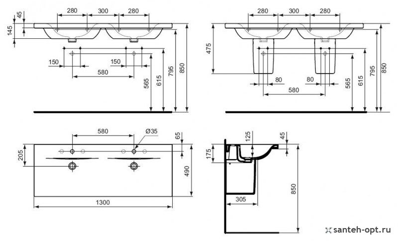 Tailles d'évier de salle de bain: recommandations pour la sélection