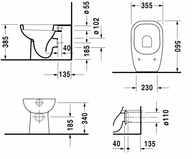 WC suspendu: dimensions, règles de choix des dimensions