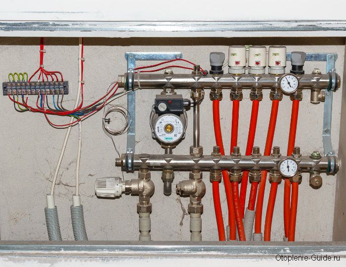 Collecteur pour un plancher d'eau chaude: appareil, schémas et installation à faire soi-même