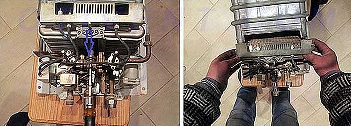 Comment nettoyer le geyser du tartre - rincer l'échangeur de chaleur