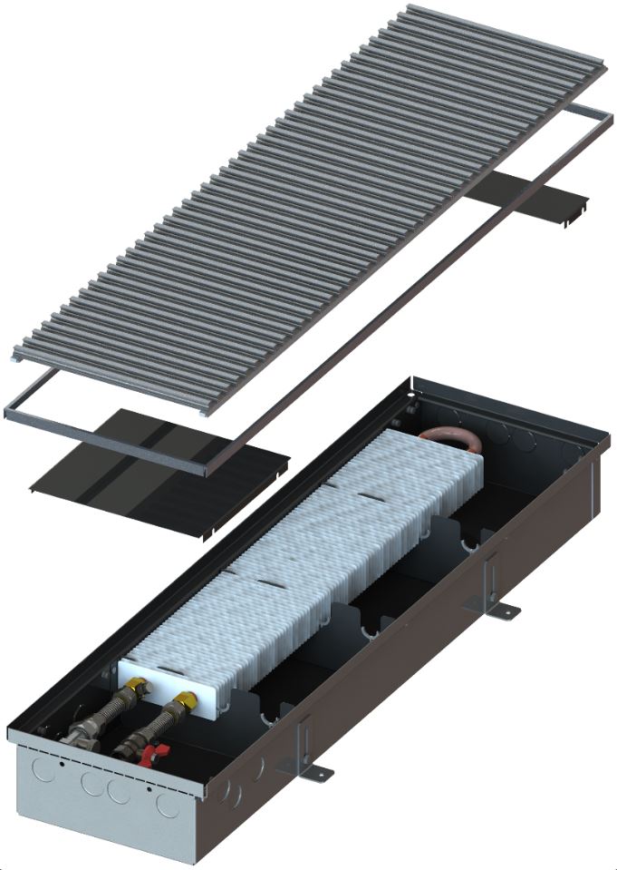 Convecteur à eau au sol pour le chauffage et comment en choisir un mural avec ventilateur