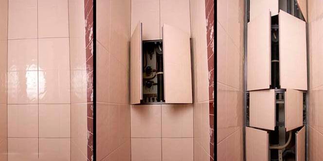 Trappes de plomberie de révision pour la salle de bain et les toilettes: types, règles de placement, caractéristiques de montage