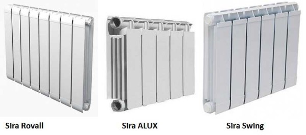 Vue d'ensemble des radiateurs de chauffage "Sira"