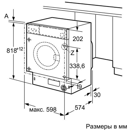 Dimensions des machines à laver à chargement frontal
