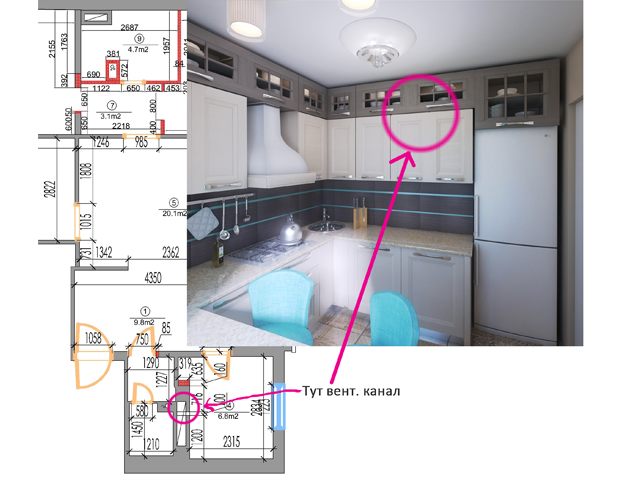 Caisson de ventilation dans la cuisine : démontage, restauration, conception
