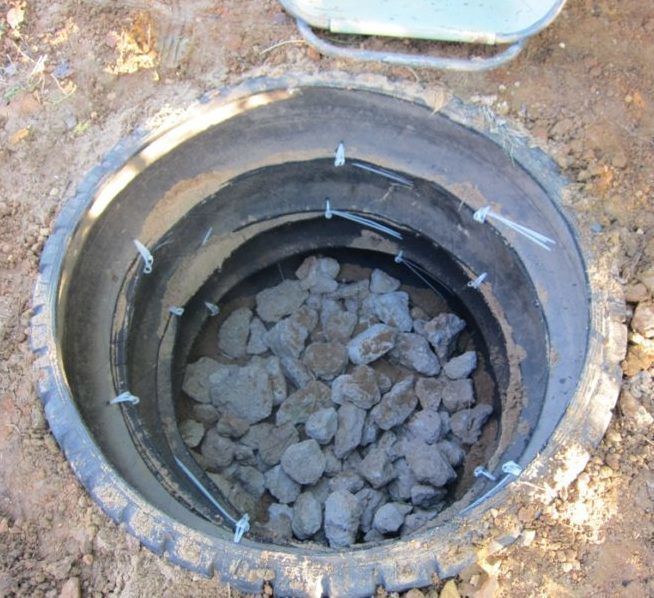 Comment faire un trou de vidange à partir de pneus