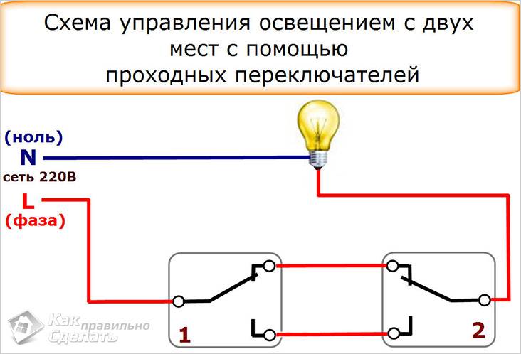 Commutateur traversant: un schéma de connexion simple à faire soi-même (instruction avec photo et vidéo)