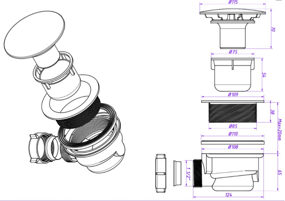 Siphon pour cabine de douche avec bac bas: types, règles de sélection, montage et installation