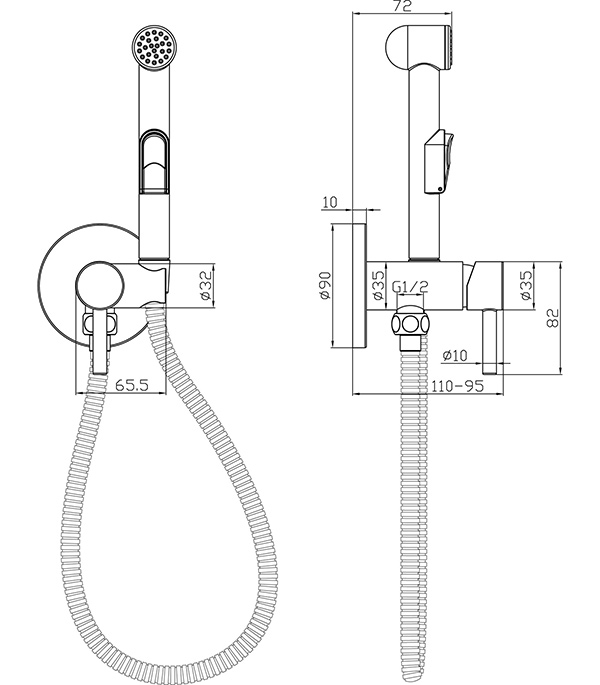 hauteur d'installation hygiénique de la douche