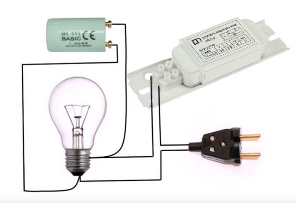 Starter pour lampes fluorescentes : appareil, objectif + schéma de connexion