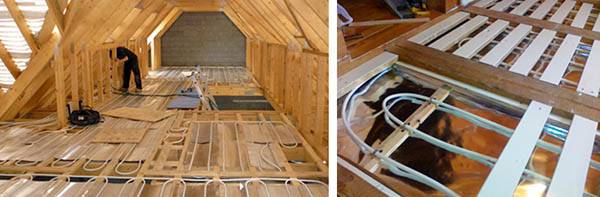 Appareil de chauffage au sol sur socle en bois